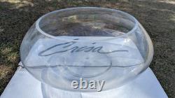 Vintage Moderno Riekes Crisa Crystal Punch Bowl Mugs Ladle 14 Pc Set Hand Blown