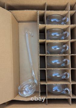 Vintage Moderno Riekes Crisa Crystal Punch Bowl Mugs Ladle 14 Pc Set Hand Blown
