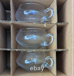 Vintage Moderno Riekes Crisa Crystal Punch Bowl Mugs Ladle 14 Pc Set Hand Blown