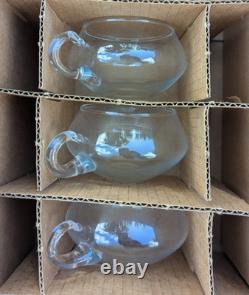 Vintage Moderno Riekes Crisa Crystal Punch Bowl Mugs Ladle 14 Pc Set Hand Blown