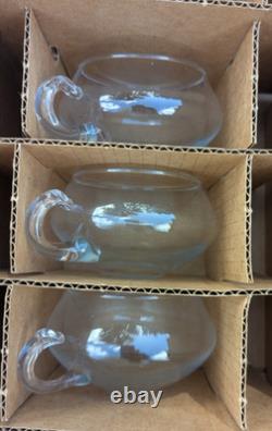 Vintage Moderno Riekes Crisa Crystal Punch Bowl Mugs Ladle 14 Pc Set Hand Blown