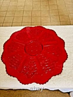 Vintage Mosser Glass Punch Bowl With Underplate and and 10Cups, Ruby Red