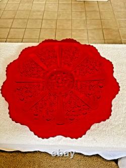 Vintage Mosser Glass Punch Bowl With Underplate and and 10Cups, Ruby Red