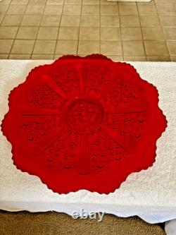 Vintage Mosser Glass Punch Bowl With Underplate and and 10Cups, Ruby Red