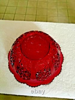 Vintage Mosser Glass Punch Bowl With Underplate and and 10Cups, Ruby Red
