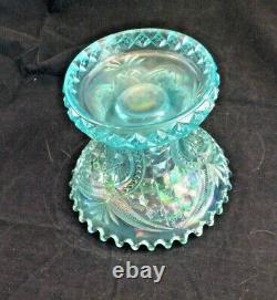 Vintage NORTHWOOD Carnival Glass ICE BLUE Memphis Punch Bowl Base Only