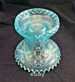 Vintage NORTHWOOD Carnival Glass ICE BLUE Memphis Punch Bowl Base Only