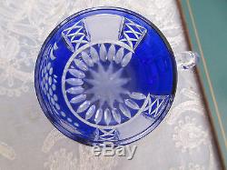 Vintage Nachtmann Blue Cut Crystal Punch Bowl & Cups (12) PERFECT