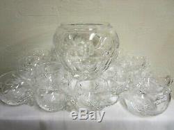 Vintage Nachtmann Germany crystal punch bowl set with 12 cups