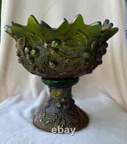 Vintage Northwood Acorn Burrs Carnival Glass Punch Bowl and Stand