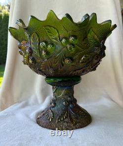 Vintage Northwood Acorn Burrs Carnival Glass Punch Bowl and Stand
