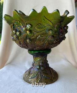 Vintage Northwood Acorn Burrs Carnival Glass Punch Bowl and Stand