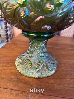 Vintage Northwood Acorn Burrs Carnival Glass Punch Bowl and Stand