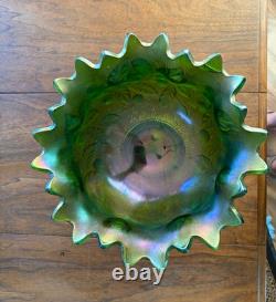 Vintage Northwood Acorn Burrs Carnival Glass Punch Bowl and Stand