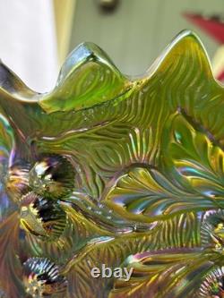 Vintage Northwood Acorn Burrs Carnival Glass Punch Bowl and Stand