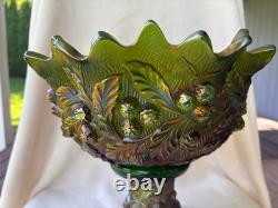 Vintage Northwood Acorn Burrs Carnival Glass Punch Bowl and Stand