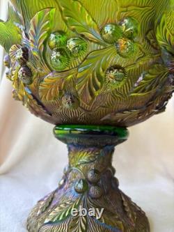 Vintage Northwood Acorn Burrs Carnival Glass Punch Bowl and Stand