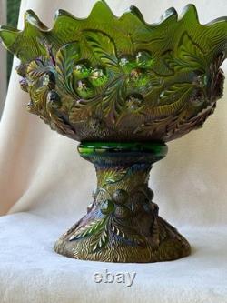 Vintage Northwood Acorn Burrs Carnival Glass Punch Bowl and Stand