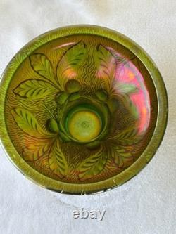 Vintage Northwood Acorn Burrs Carnival Glass Punch Bowl and Stand