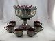 Vintage Northwood Carnival Glass Punch Bowl & Cups