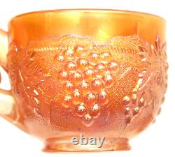 Vintage Northwood Grape & Cable Marigold Carnival Glass Punch Bowl & 8 Cups