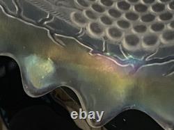 Vintage Old Northwood Carnival Glass Grape & Cable Punch Bowl Frosted White 14