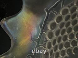 Vintage Old Northwood Carnival Glass Grape & Cable Punch Bowl Frosted White 14