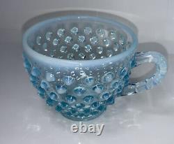 Vintage Older Fenton Aqua Hobnail Punch Bowl Cups Only Set/10 Rare