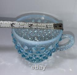 Vintage Older Fenton Aqua Hobnail Punch Bowl Cups Only Set/10 Rare