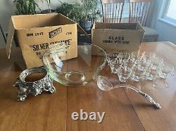 Vintage Ornate Pitman Dreitzer Colony Punch Bowl COMPLETE SET! Original Boxes