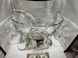 Vintage PITMAN-DREITZER 15 piece Punch Bowl Ornate Stand Ladle 12 Cups