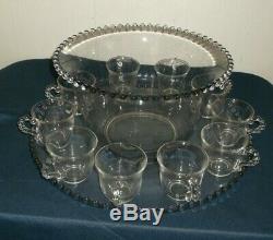 Vintage Period Imperial Candlewick Punch Bowl, Under-plate & 10 Cups SHIPS FRE