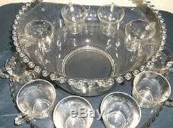 Vintage Period Imperial Candlewick Punch Bowl, Under-plate & 10 Cups SHIPS FRE