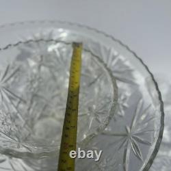 Vintage Pinwheel Starburst Pressed Glass Punch Bowl 12 Cups 14pc Classic Wedding