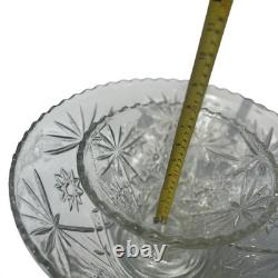 Vintage Pinwheel Starburst Pressed Glass Punch Bowl 12 Cups 14pc Classic Wedding