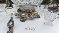 Vintage Pitman-Dreitzer Colony No. 11-1 Punch Bowl Set 15pc Crystal & Silver
