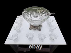 Vintage Pitman-Dreitzer Colony No. 11-1 Punch Bowl Set 15pc Crystal & Silver