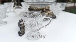 Vintage Pitman-Dreitzer Colony No. 11-1 Punch Bowl Set 15pc Crystal & Silver