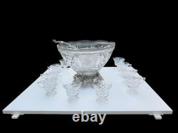 Vintage Pitman-Dreitzer Colony No. 11-1 Punch Bowl Set 15pc Crystal & Silver