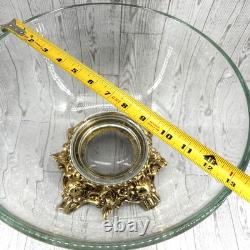 Vintage Pitman-Dreitzer Crystal Punch Set Bowl 12 Cups Gold Toned Stand Ladle