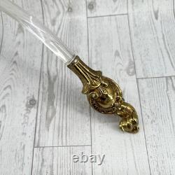 Vintage Pitman-Dreitzer Crystal Punch Set Bowl 12 Cups Gold Toned Stand Ladle