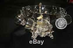 Vintage Pitman Dreitzer Glass Punch Bowl with 11 cups