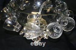 Vintage Pitman Dreitzer Glass Punch Bowl with 11 cups