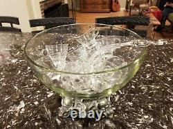 Vintage Pitman-Dreitzer Punch Bowl Set with Ladle & 12 glass Cups