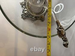 Vintage Pitman Dreitzer glass punch bowl set with silver-plated base and cups