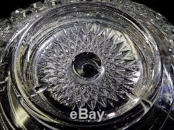Vintage Pressed Glass Clear Daisy Button Punch Bowl Set 12 Cup LE Smith Rare