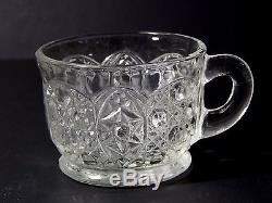 Vintage Pressed Glass Clear Daisy Button Punch Bowl Set 12 Cup LE Smith Rare
