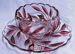 Vintage Pressed Glass Punch Bowl with Under Plate