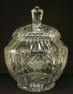 Vintage Pressed Glass Sangria Punch Bowl With Lid & 10 Cups Grape Motif