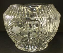 Vintage Pressed Glass Sangria Punch Bowl With Lid & 10 Cups Grape Motif